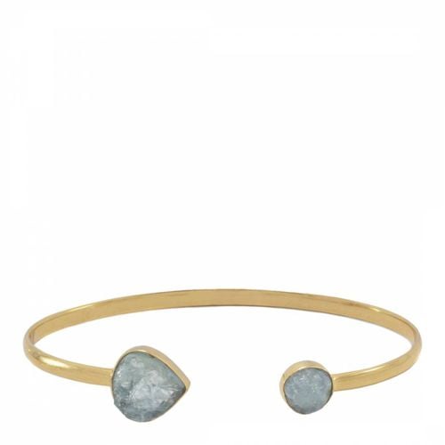 K Aquamarine Pear & Round Open Cuff Bangle - Liv Oliver - Modalova