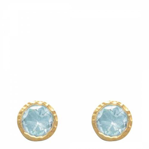 K Gold Blue Topaz Stud Earrings - Liv Oliver - Modalova