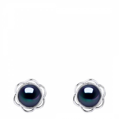 Black Tahiti Flower Design Earrings - Atelier Pearls - Modalova
