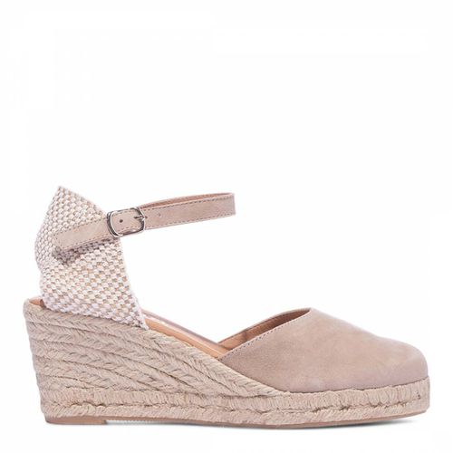 Taupe Suede Closed Toe Espadrille Wedges - Paseart - Modalova