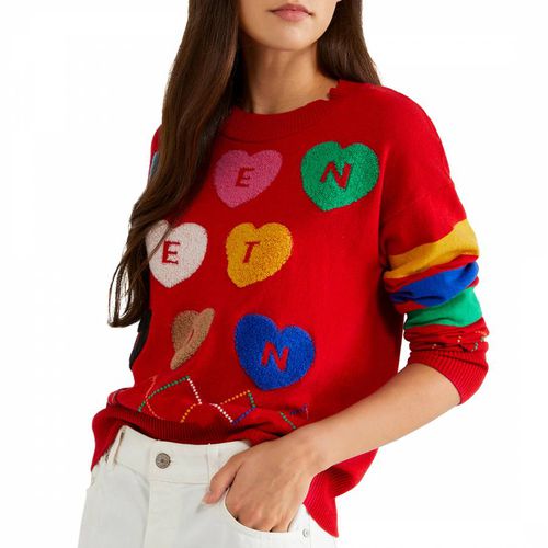 Heart Print Cashmere Blend Jumper - United Colors of Benetton - Modalova