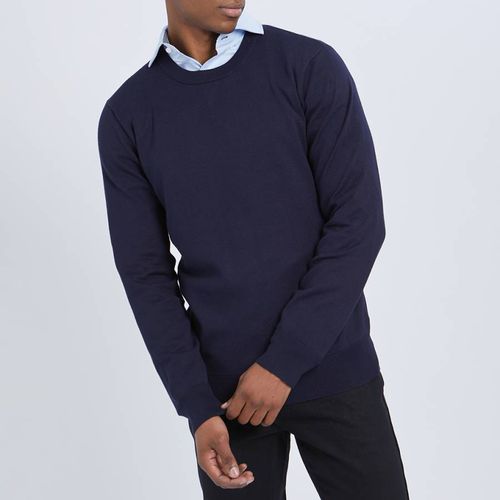 Navy Crew Neck Jumper - Gianni Feraud - Modalova