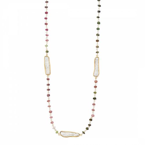 K Multi Tourmaline & Pearl Necklace - Liv Oliver - Modalova