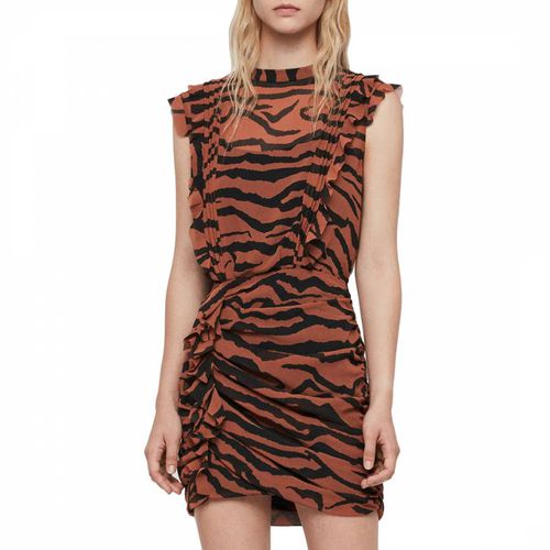 Brown Hali Zebra Print Mini Dress - AllSaints - Modalova