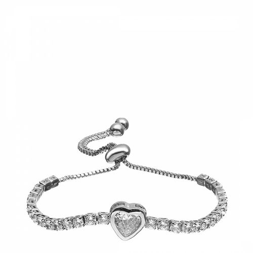 Silver Heart Adjustable Cz Bracelet - Liv Oliver - Modalova