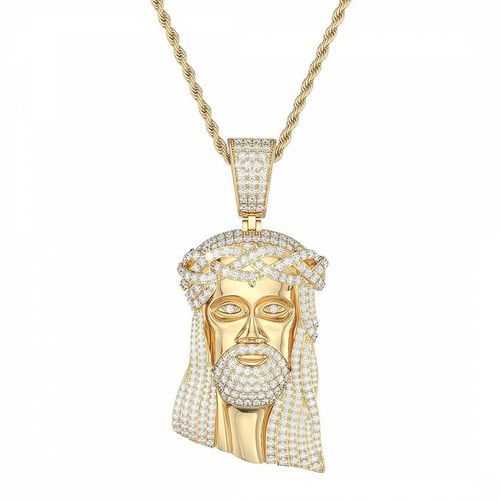 K Gold Jesus Cz Necklace - Stephen Oliver - Modalova