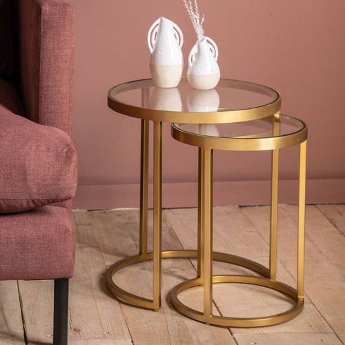 Escalon Nest of 2 Tables Gold - Gallery Living - Modalova