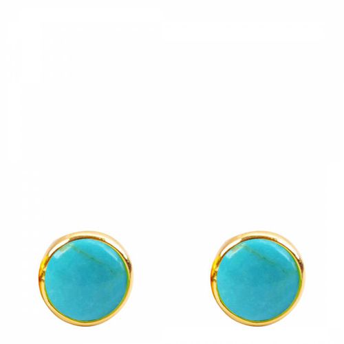 K Gold Turquoise Stud Earrings - Liv Oliver - Modalova