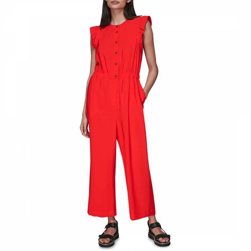 Red Frill Sleeve Button Jumpsuit - WHISTLES - Modalova