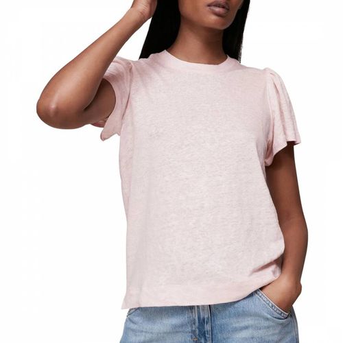 Pink Frill Sleeve Linen T-Shirt - WHISTLES - Modalova