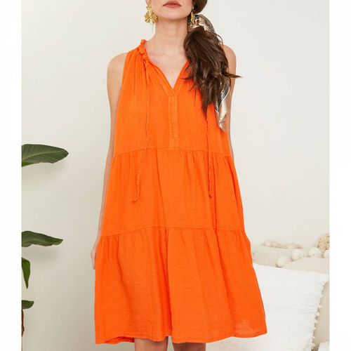 Orange Ruffle Linen Mini Dress - LE MONDE DU LIN - Modalova