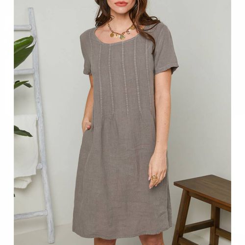 Taupe Linen Mini Dress - LE MONDE DU LIN - Modalova