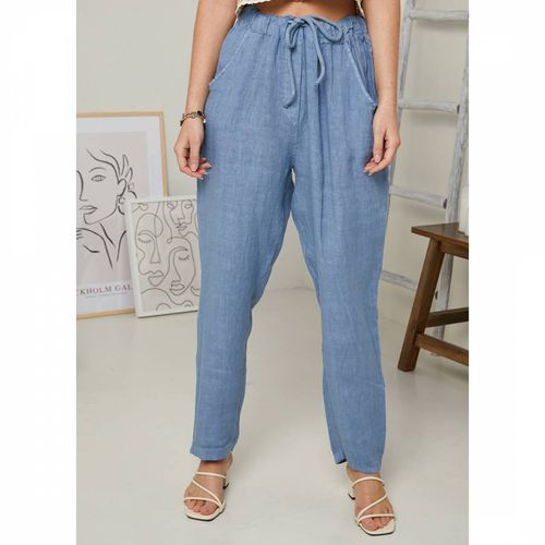 Blue Straight Leg Linen Trouser - LE MONDE DU LIN - Modalova