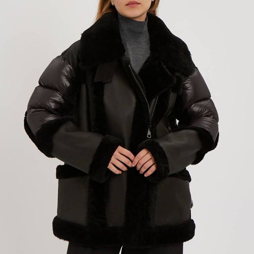 Black Shearling Puffer Aviator - N°· Eleven - Modalova