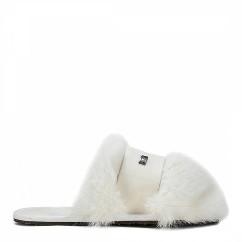 White Faux Fur Muchas Luxe Slippers - Australia Luxe Collective - Modalova