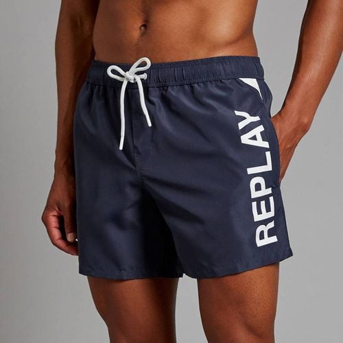 Navy Logo Swim Shorts - Replay - Modalova