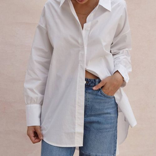 White Tila Oversized Cotton Shirt - Charli - Modalova