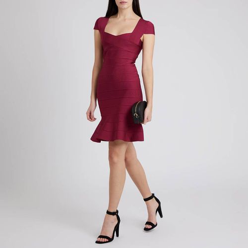 Raspberry Flared Hem Bandage Dress - Herve Leger - Modalova