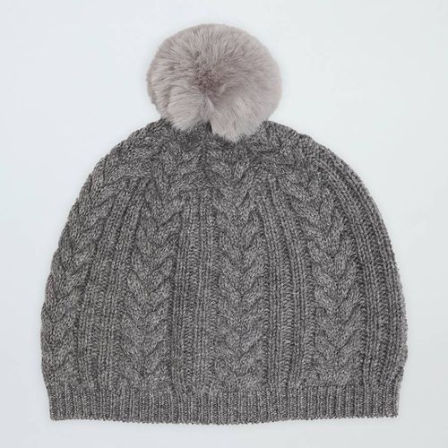 Grey Cable Cashmere Pom Pom Hat - Laycuna London - Modalova