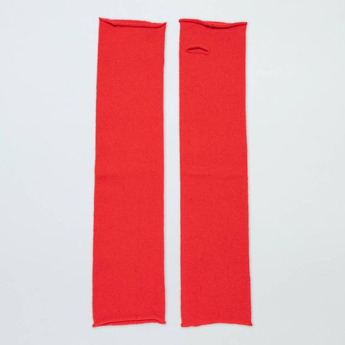 Red Fingerless Cashmere Gloves - Laycuna London - Modalova