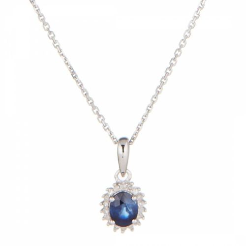 Blue Sapphire Stone Pendant Tear Drop Necklace - Diamond And Co - Modalova