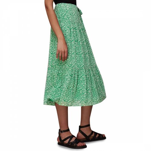 Green Indo Floral Midi Wrap Skirt - WHISTLES - Modalova