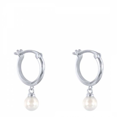 Silver Hoop Pearl Drop Earrings - Ma Petite Amie - Modalova