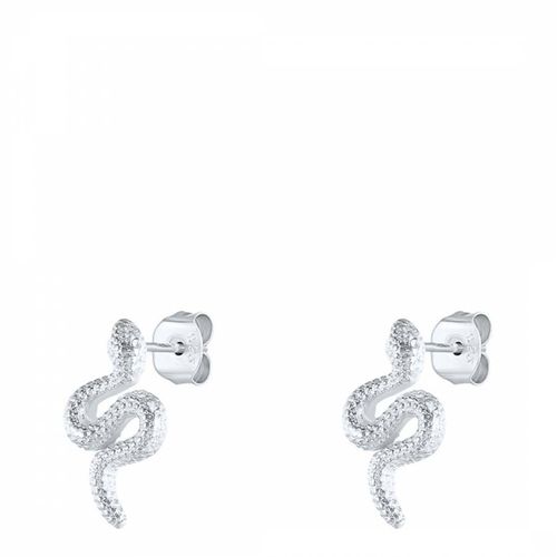 Silver Snake Stud Earrings - Ma Petite Amie - Modalova