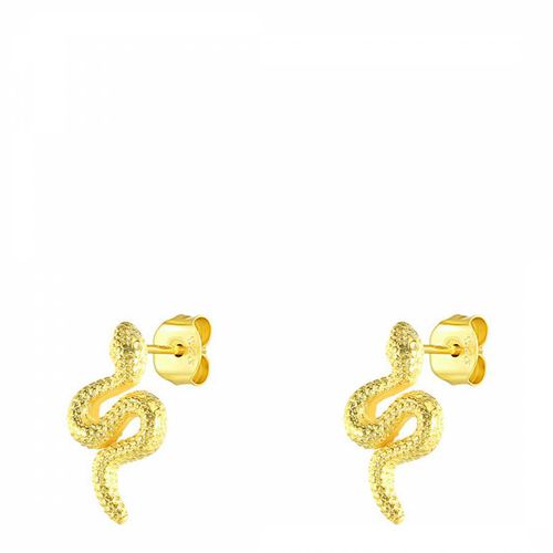 Gold Snake Stud Earrings - Ma Petite Amie - Modalova