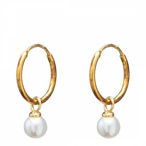 White Pearl & Huggie Earrings - Ma Petite Amie - Modalova