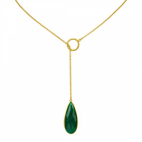 K Gold Emerald Lariat Necklace - Liv Oliver - Modalova