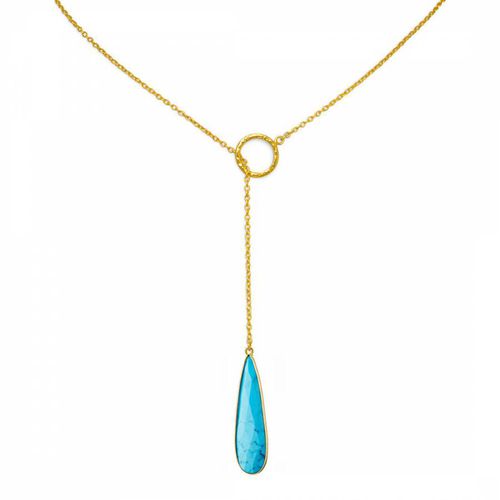 K Gold Turquoise Lariat Necklace - Chloe Collection by Liv Oliver - Modalova