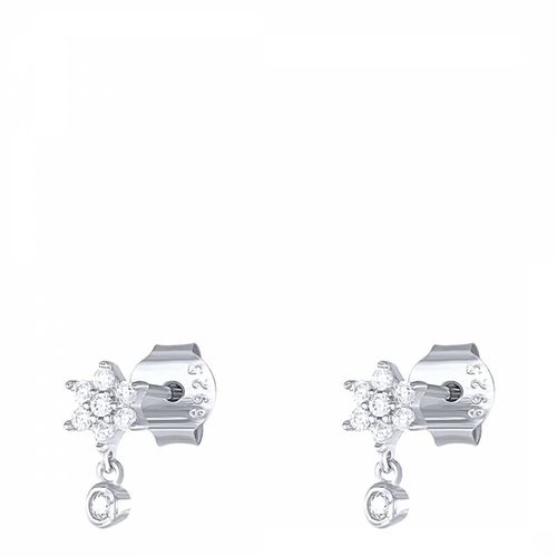 White & Silver Daisy Hanging Earrings - Ma Petite Amie - Modalova