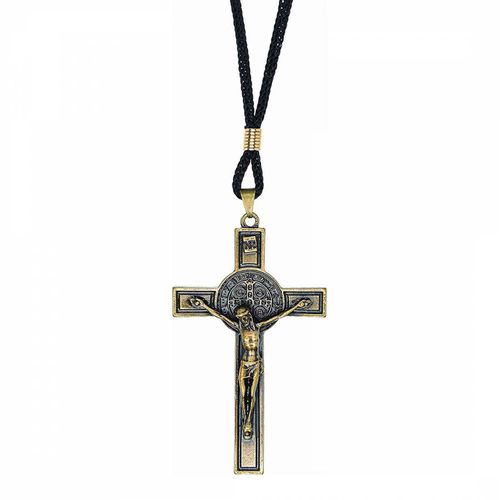 K Crucifix Cross On Black Cord Necklace - Stephen Oliver - Modalova
