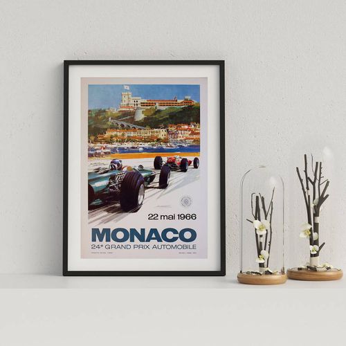 Monaco GP 1966 44x33cm Framed Print - Formula One - Modalova
