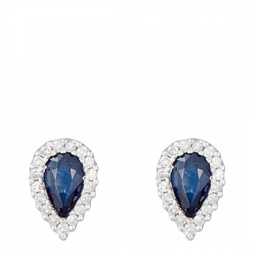 Blue Sapphire Embellished Tear Stud Earrings - Diamond And Co - Modalova