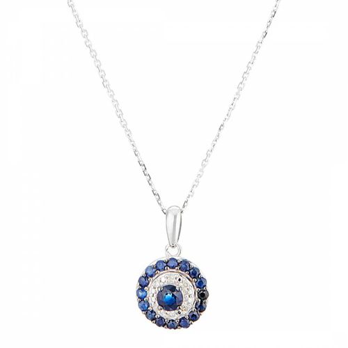 Blue Round Sapphire Stones Pendant Necklace - Diamond And Co - Modalova