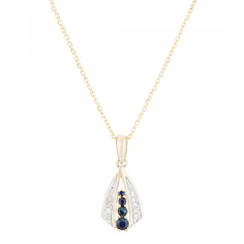 Gold/Blue Sapphire Lined Stone Pendant Necklace - Diamond And Co - Modalova