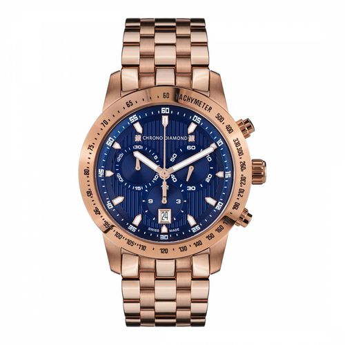 Men's Blue/ Theseus Swiss Watch 43Mm - Chrono Diamond - Modalova