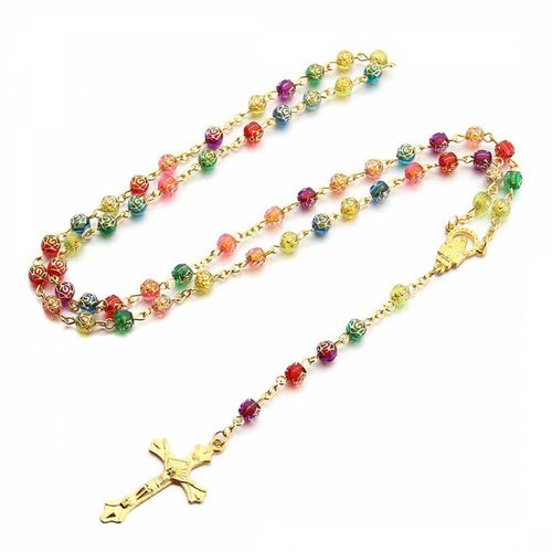 K Gold Multi Color Cross Necklace - Liv Oliver - Modalova
