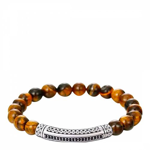 Carved Tiger Eye Black Cz Bar Bracelet - Stephen Oliver - Modalova