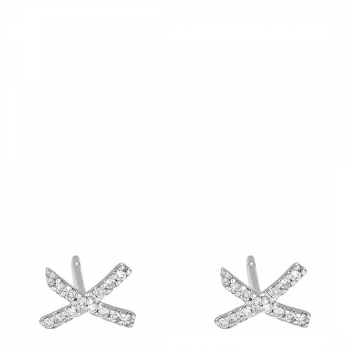 Diamond Embellished Cross Stud Earrings - MUSE - Modalova