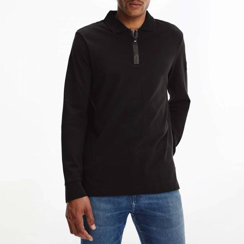 Long Sleeve Cotton Blend Polo Shirt - Calvin Klein - Modalova