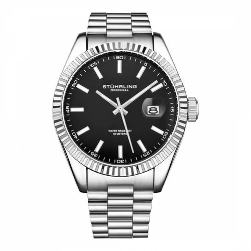 Men's Silver/Black Watch - Stuhrling - Modalova