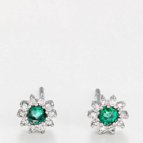 Silver Green Diamond Earrings - Diamantini - Modalova