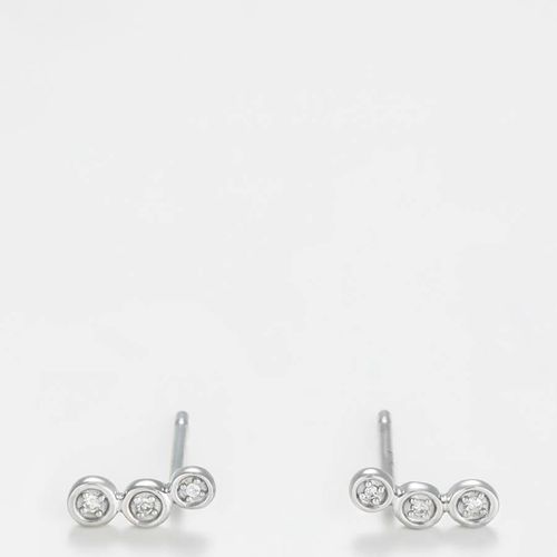 Silver Three Diamond Stone Earrings - MUSE - Modalova