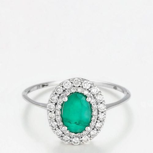 Silver/Green Emerald Ring - Diamantini - Modalova