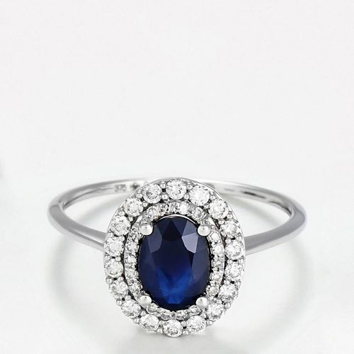 Silver/Blue Sapphire Diamond Ring - Diamantini - Modalova