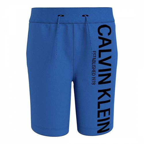 Boy's Blue Side Logo Cotton Shorts - Calvin Klein - Modalova