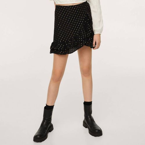 Teen Black Ruffled Lurex Skirt - Mango - Modalova